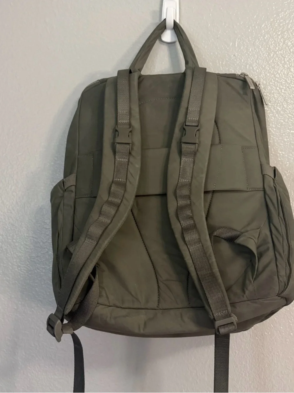 lululemon athletica Olive Green Diaper Backpack with Front Zip Pocket